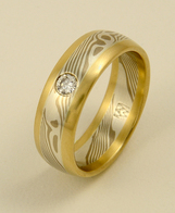 Custom Mokume Gane ring by Anne Wolf